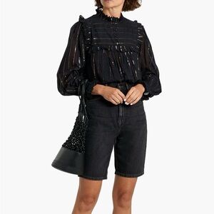 FARM Rio Black and Gold Striped Blouse